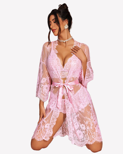 VELVET NOIR™ – Lace Robe Set
